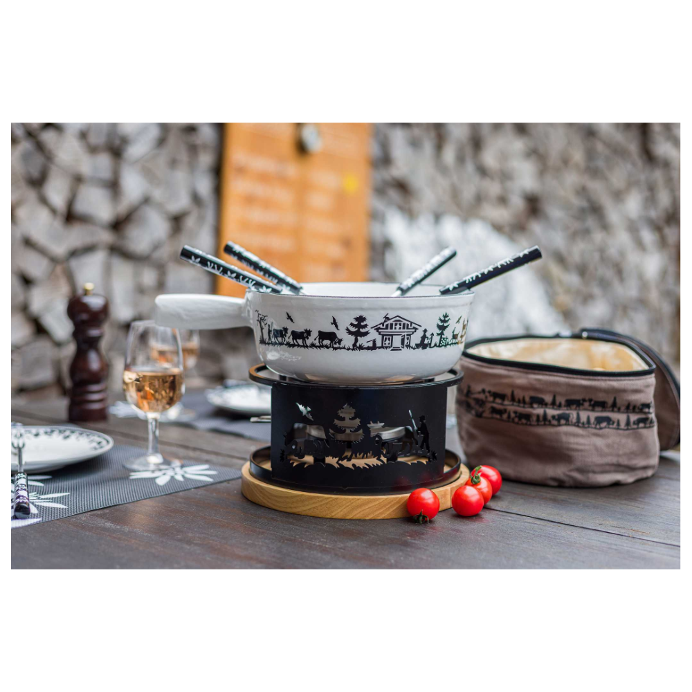 Alpes Fondue-Set, 9-Teilig, weiss, 23 cm Bc