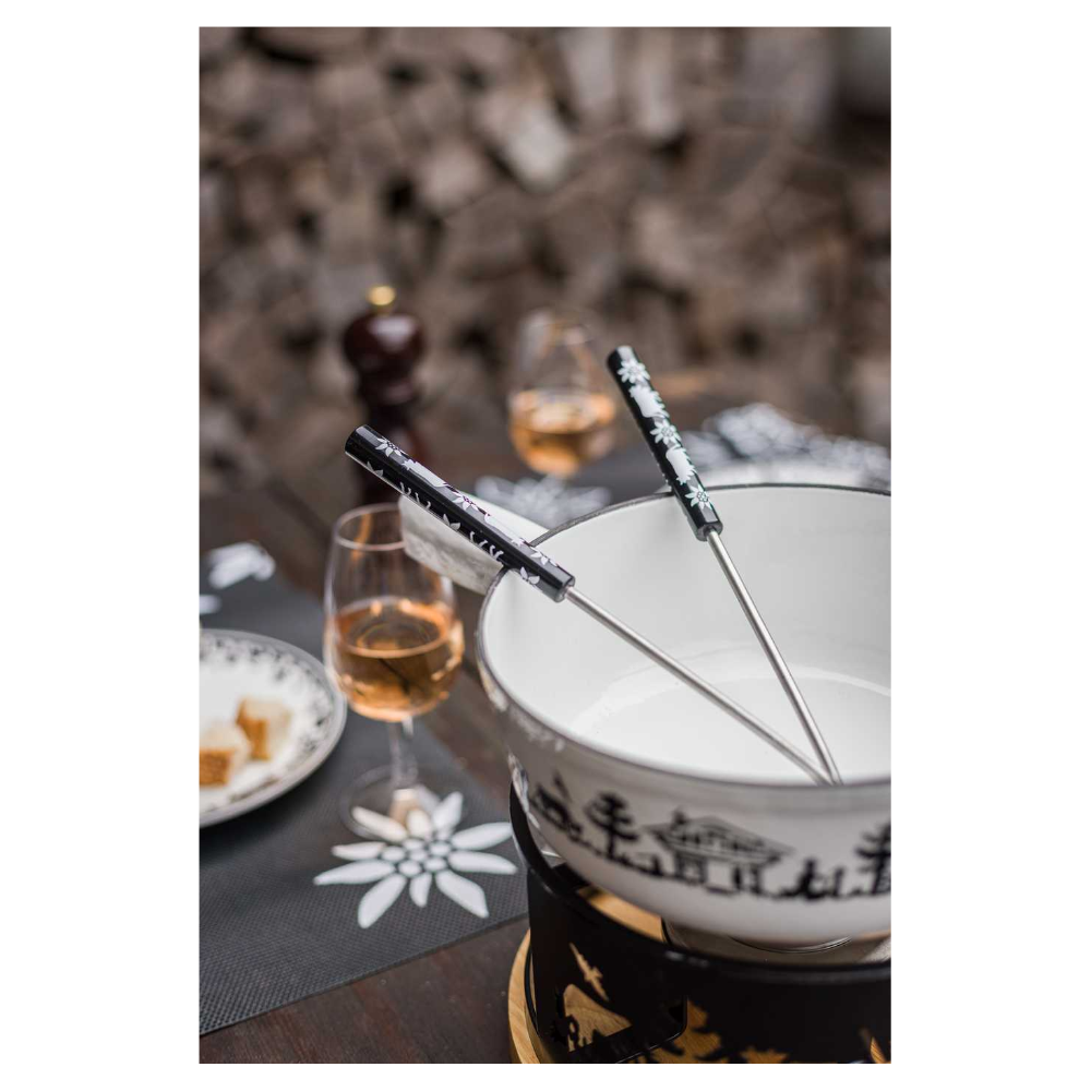 Alpes Fondue-Set, 9-Teilig, weiss, 23 cm Bc