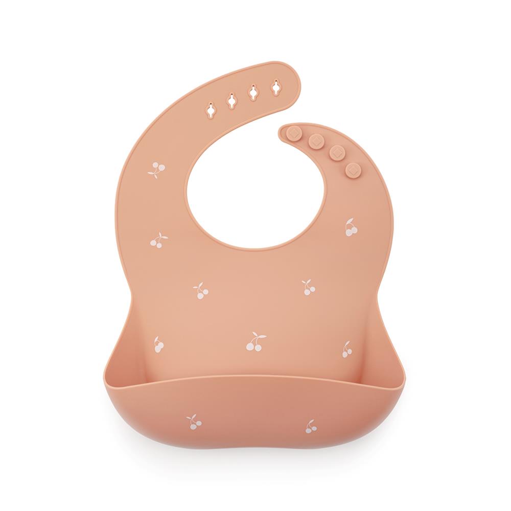 Bavoir en silicone SOINA, pêche-cerise