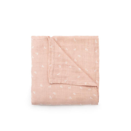 * SOINA muslin multifunctional blanket, 120 x 120 cm, pastel pink - cherry