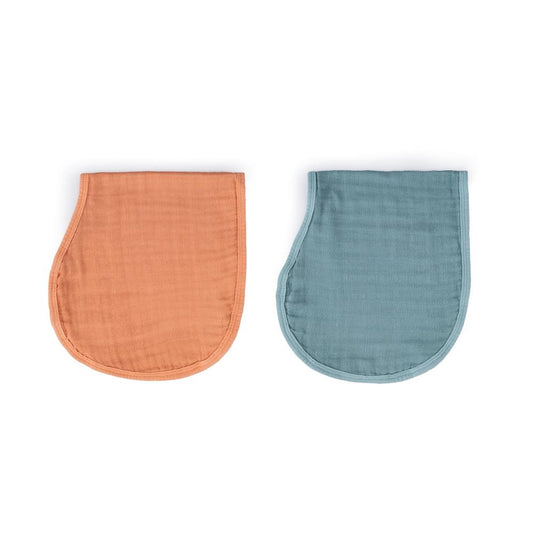 * SOINA shoulder burp cloth set of 2, orange/paon blue