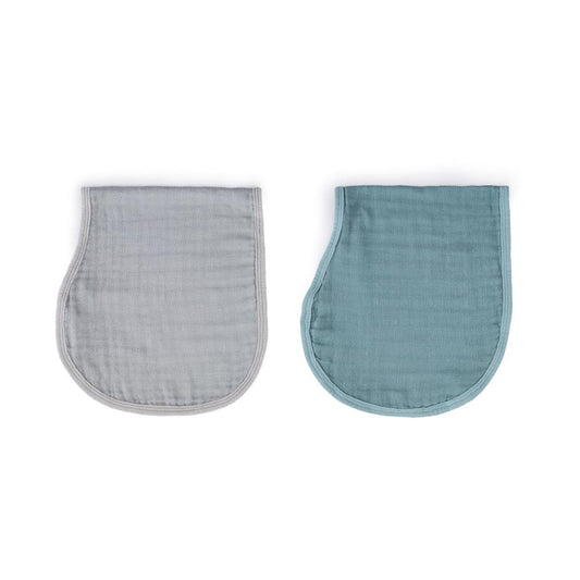 * SOINA shoulder burp cloth set of 2, grey/paon blue