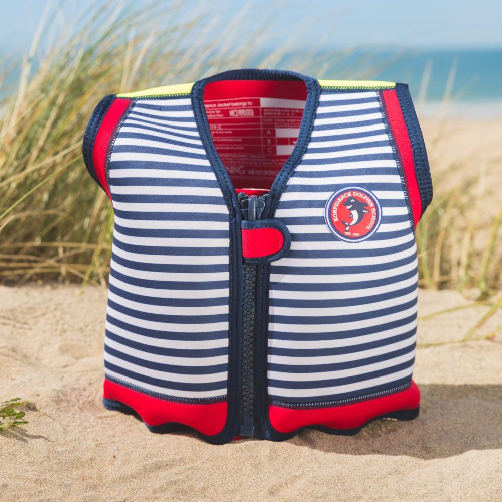 Konfidence Kinder-Schwimmweste navyblaue Streifen, 4-5 Jahre, blau, gelb