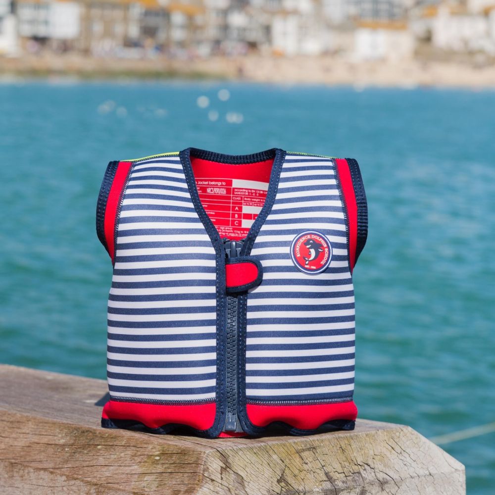 Konfidence Kinder-Schwimmweste navyblaue Streifen, 4-5 Jahre, blau, gelb