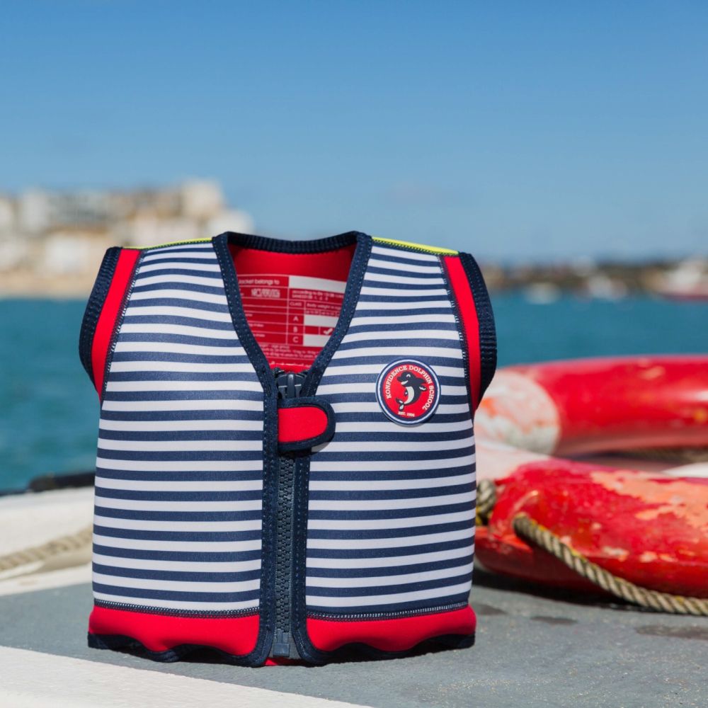Konfidence Kinder-Schwimmweste navyblaue Streifen, 4-5 Jahre, blau, gelb