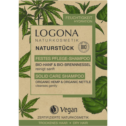 Logona Solid Care Shampoo, Organic Hemp &amp; Nettle, 60 g