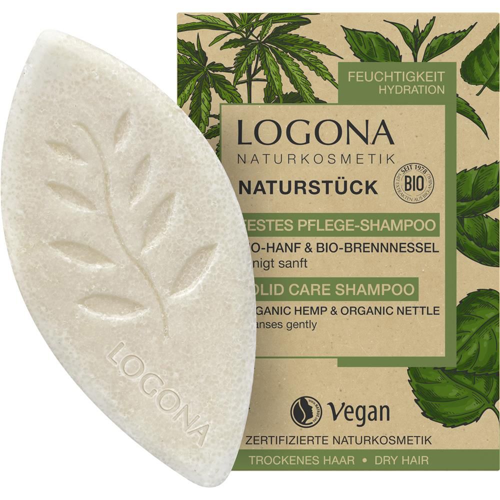 Logona Solid Care Shampoo, Organic Hemp &amp; Nettle, 60 g