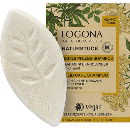 Logona Solid Care Shampoo, Organic Hemp &amp; Elderberry, 60 gr