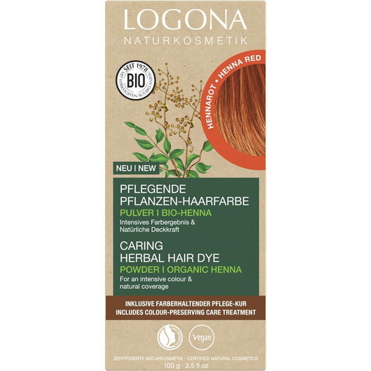 Poudre de coloration végétale Logona - henné rouge, 100 g