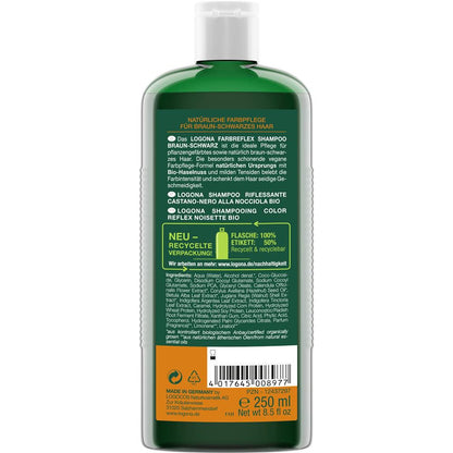 Logona Color Reflex Shampoo, brown-black, organic hazelnut, 250 ml