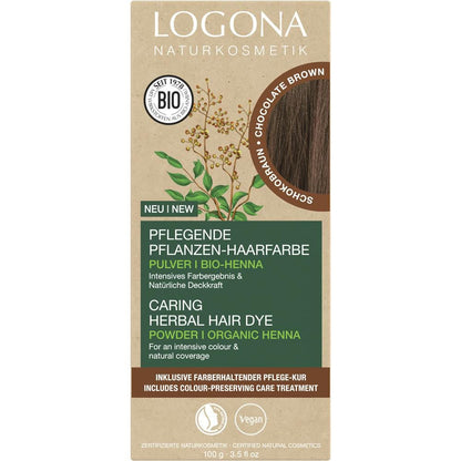 Logona Herbal Hair Color Powder - Chocolate Brown, 100 g