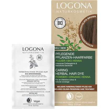 Logona Herbal Hair Color Powder - Chocolate Brown, 100 g