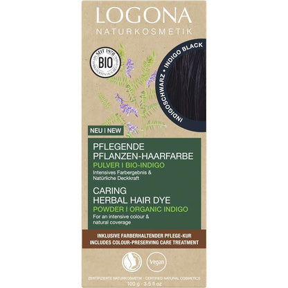 Poudre colorante végétale Logona - noir indigo, 100 g