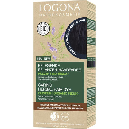 Logona Herbal Hair Color Powder - Indigo Black, 100 g