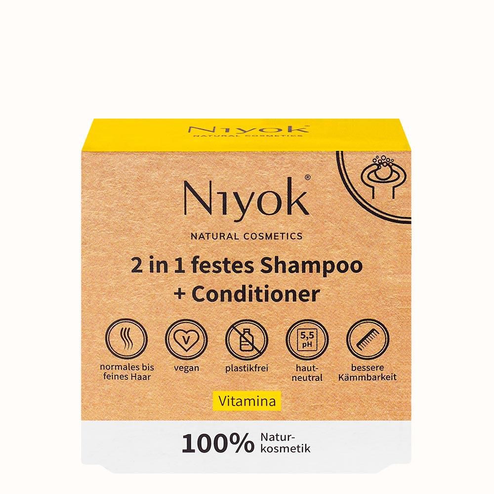Niyok shampoing + après-shampooing solide 2en1, Vitamina, 80 g