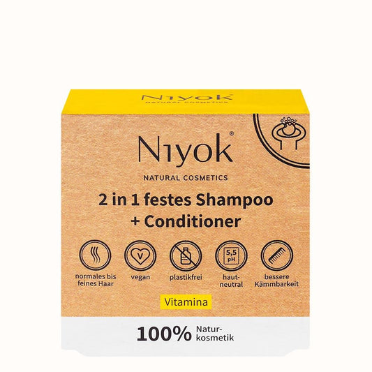 Niyok 2in1 solid shampoo + conditioner, Vitamina, 80 g