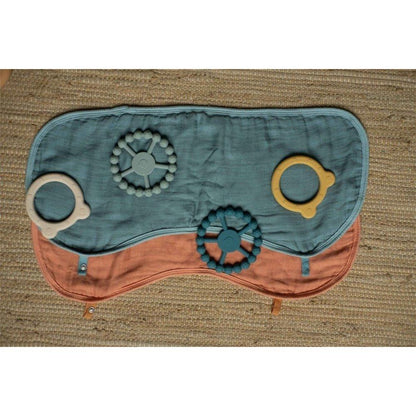 * SOINA shoulder burp cloth set of 2, orange/paon blue