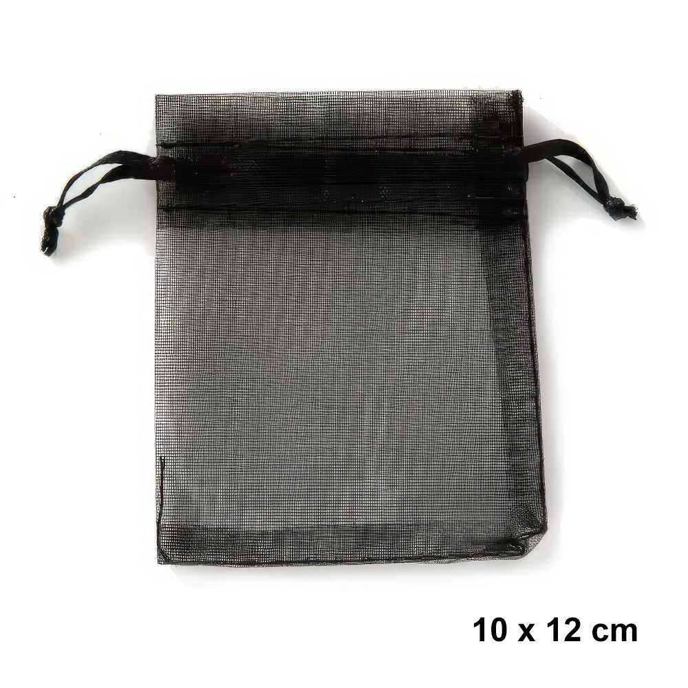 Organzabeutel 10 Stück, schwarz 10x15 cm