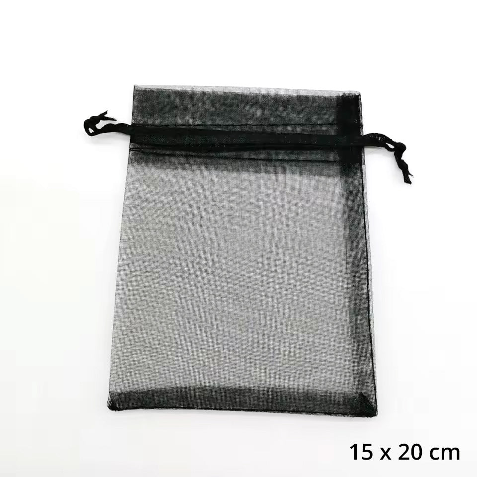 Organzabeutel 10 Stück, schwarz, 15x20 cm