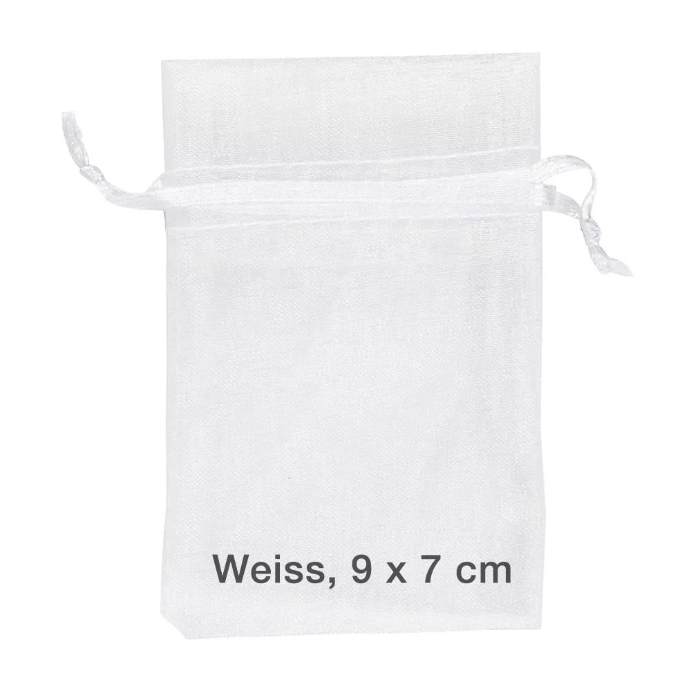 Organzabeutel 10 Stück, weiss, 9x7 cm