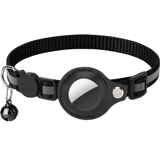 AirTag Halsband Nylon mit Reflektor, schwarz