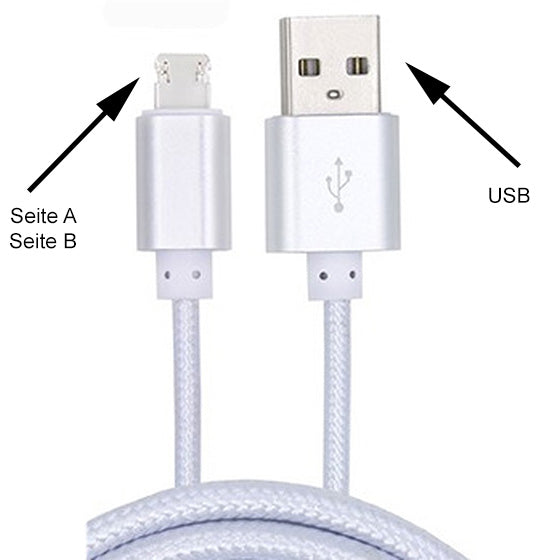 iPhone &amp; Android 2in1 charging and data cable, 1 m, silver