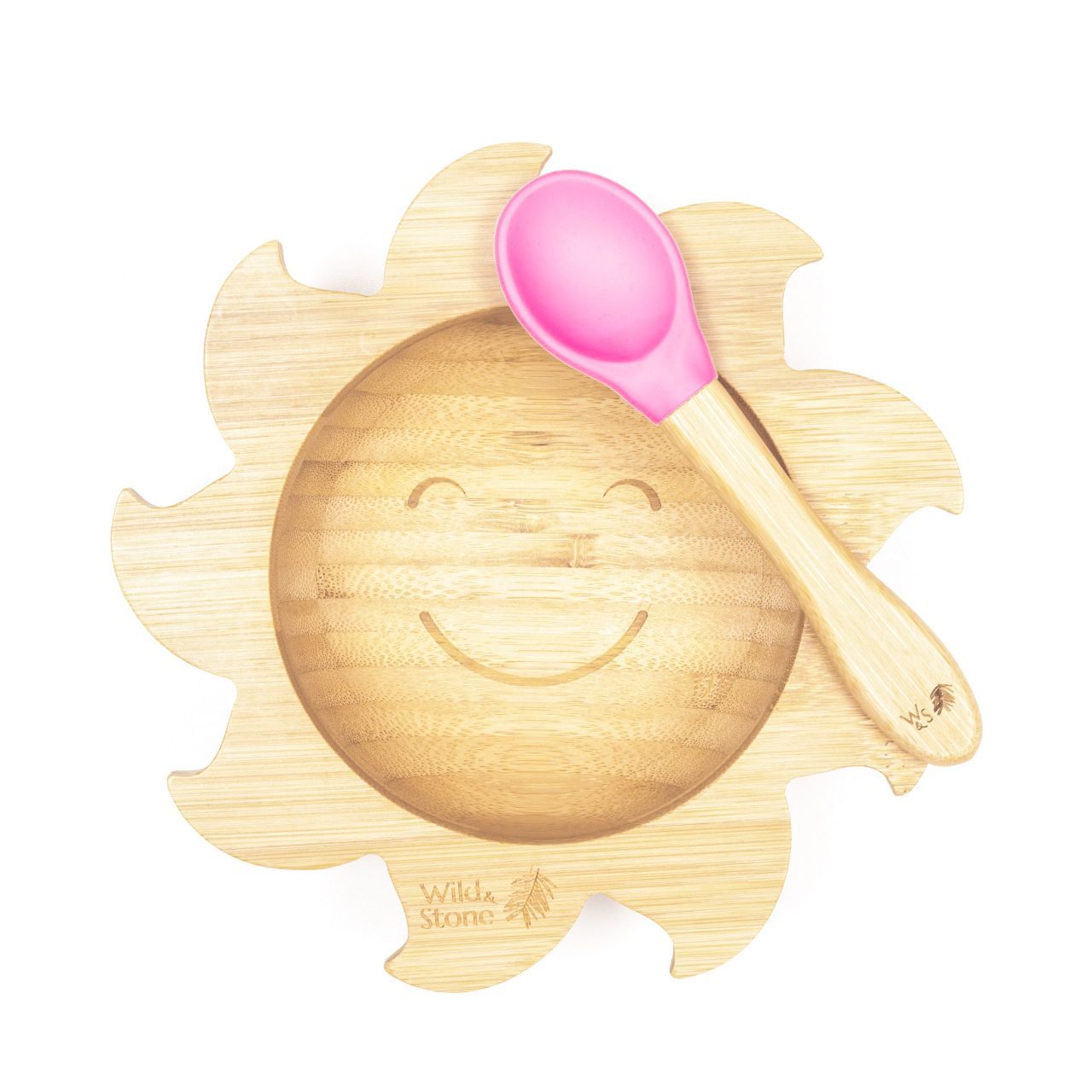 Wild &amp; Stone Baby Bamboo Bowl with Bamboo Silicone Spoon, Pink