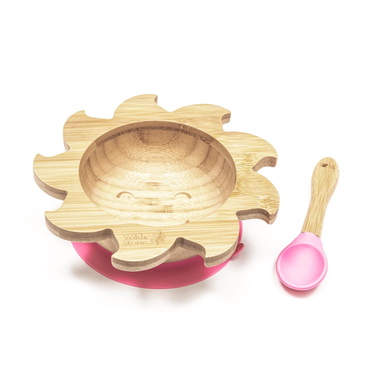 Wild &amp; Stone Baby Bamboo Bowl with Bamboo Silicone Spoon, Pink