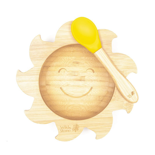 Wild &amp; Stone Baby Bamboo Bowl with Bamboo Silicone Spoon, Yellow