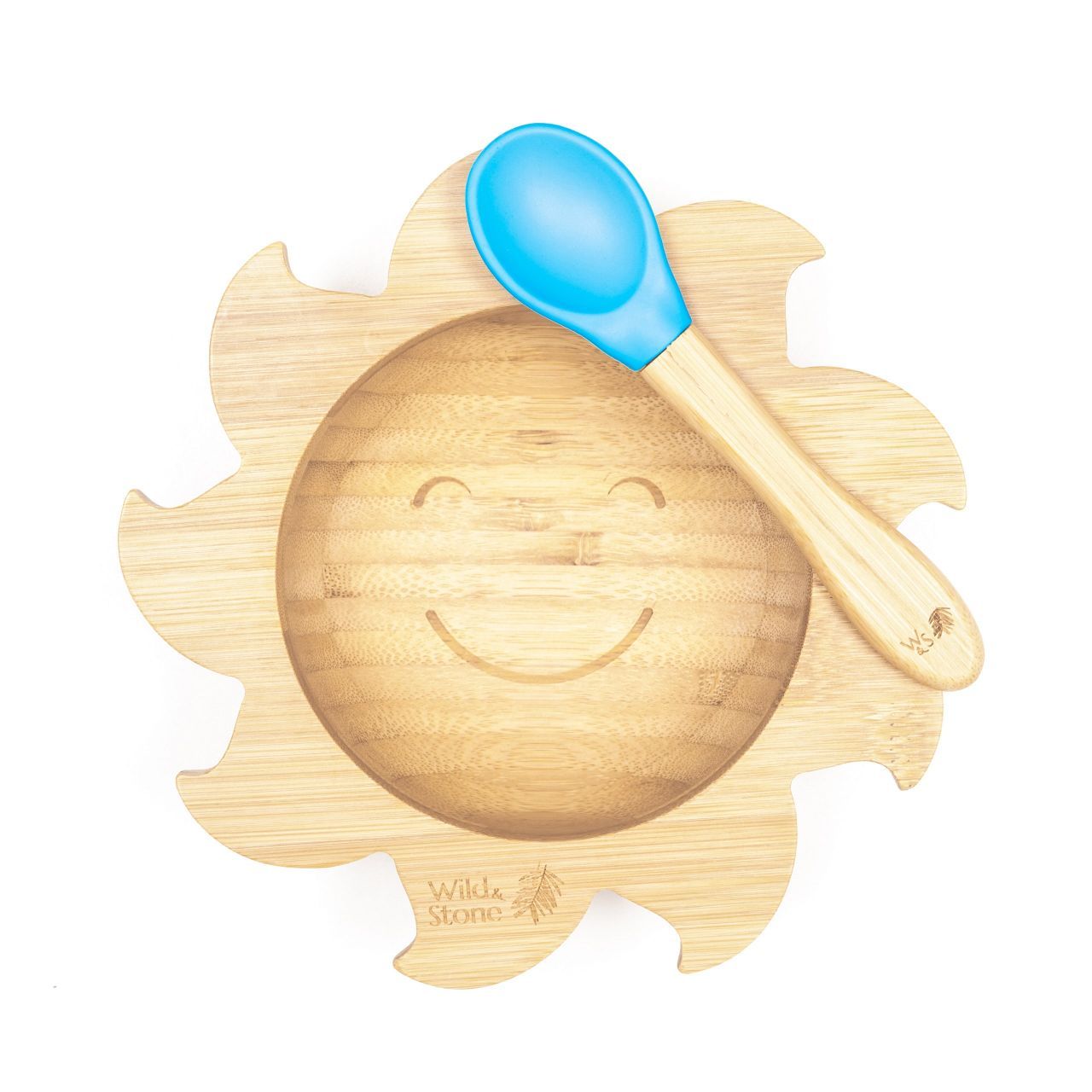 Wild &amp; Stone Baby Bamboo Bowl with Bamboo Silicone Spoon, Blue