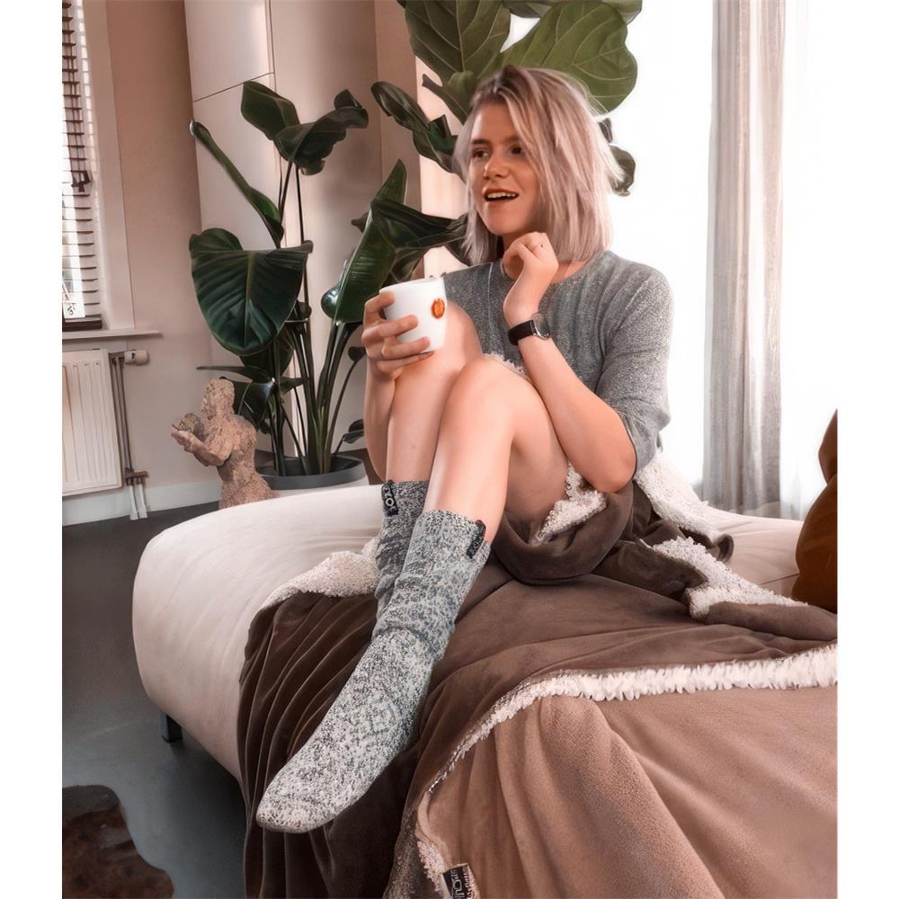 Graue Wolle Damen- & Herrensocken Jet Black, Kniesocke, 42-46