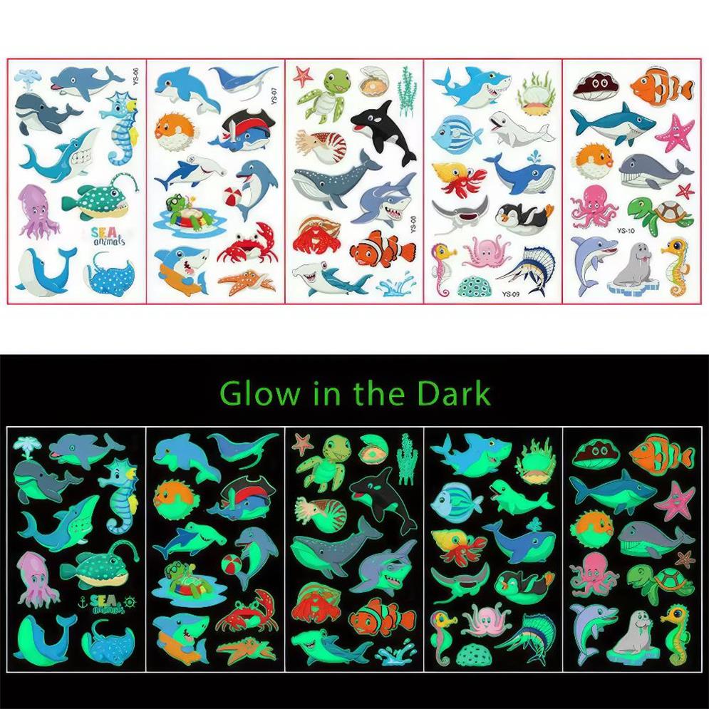 Glow in the Dark Tattoos Meerestiere