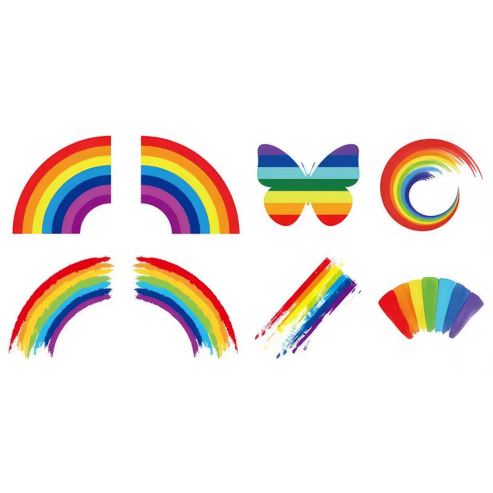Regenbogen Tattoos, 8er-Set