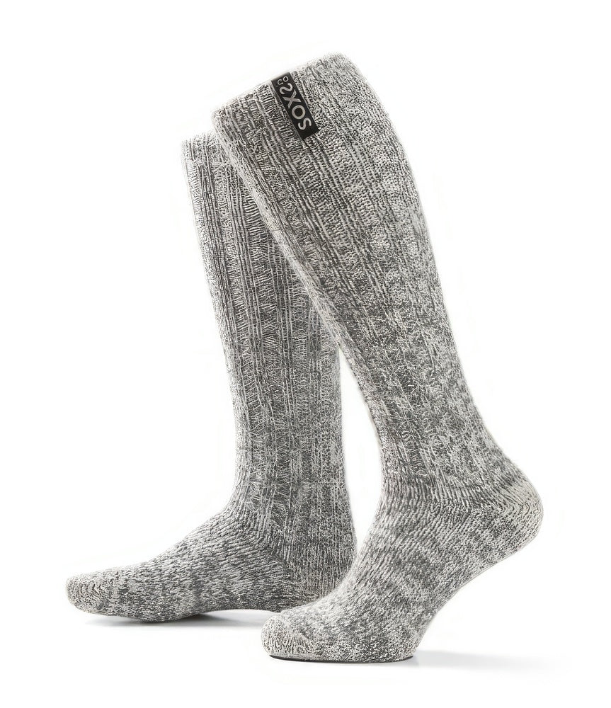 Graue Wolle Damen- & Herrensocken Jet Black, Kniesocke, 42-46
