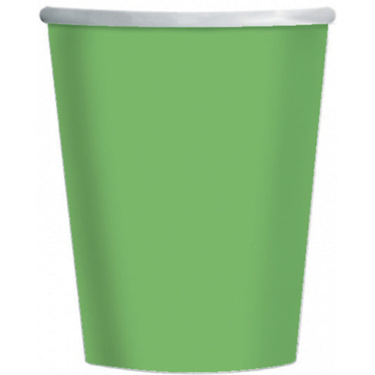 8 cardboard cups, light green