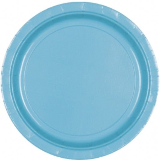8 cardboard plates, 23 cm, light blue