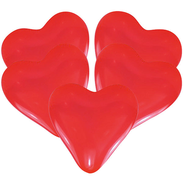 5 heart balloons red