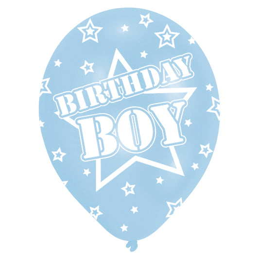 6 ballons Birthday Boy, bleu