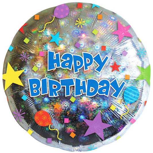 Ballon aluminium Joyeux anniversaire rond, 45 cm