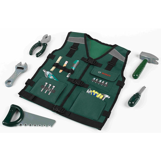 small BOSCH toy tool vest with accessories