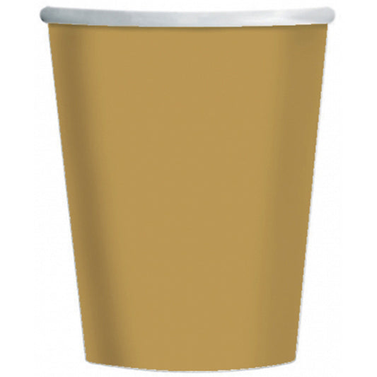 8 cardboard cups, gold