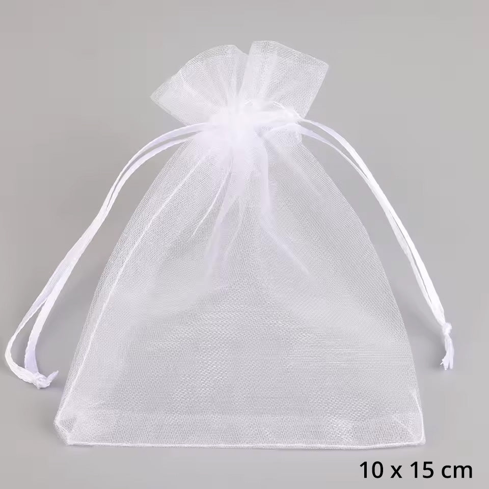 Organzabeutel 10 Stück, weiss, 10x15 cm
