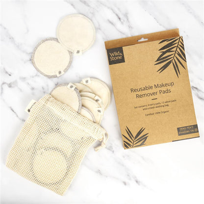 Wild &amp; Stone Organic Cotton Terry Cloth Makeup Remover Pads, Reusable, Pack of 16