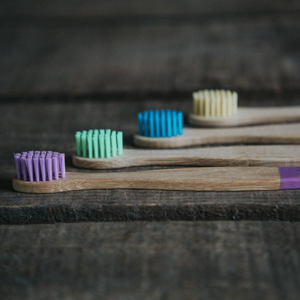 Wild &amp; Stone children's bamboo toothbrushes, soft, multi-coloured, pack of 4