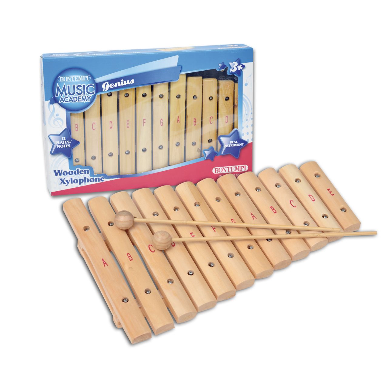 Bontempi xylophone with 12 wooden plates, 35 cm